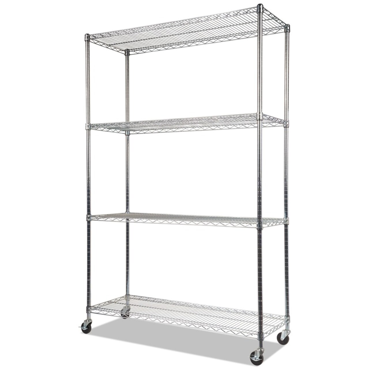 Alera 48 in. x 18 in. x 72 in. NSF Certified 4-Shelf Wire Shelving Kit with Casters - Silver